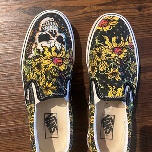 Vans Skull and Floral Slip-On Shoes